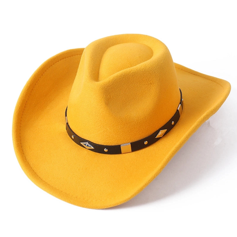 Cowboy Hat Woolen Jazz Gift Hat Men And Women Autumn And Winter Felt Hat Big Brim