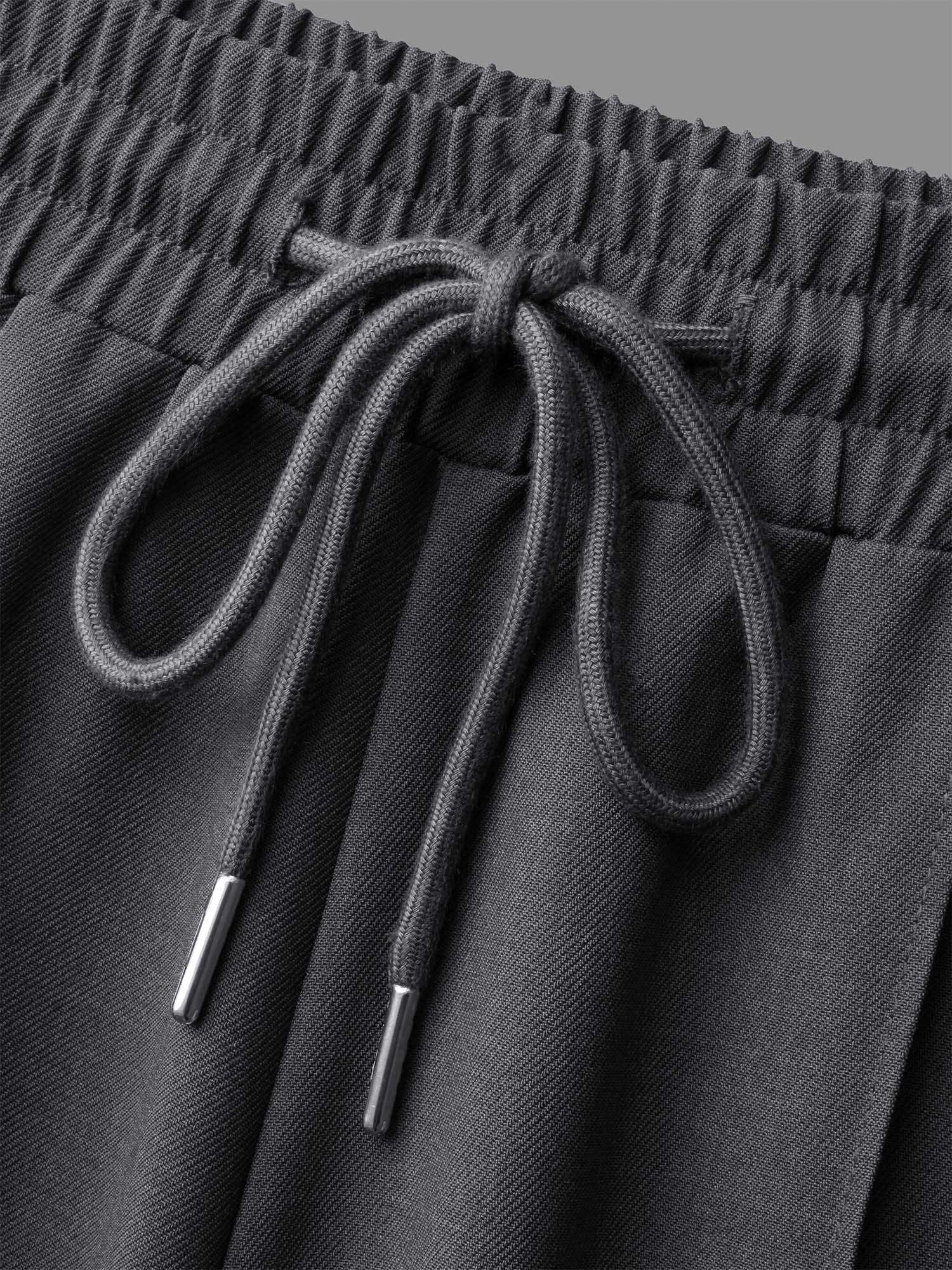Elastic Waist Plicated Detail Slant Pocket Pants