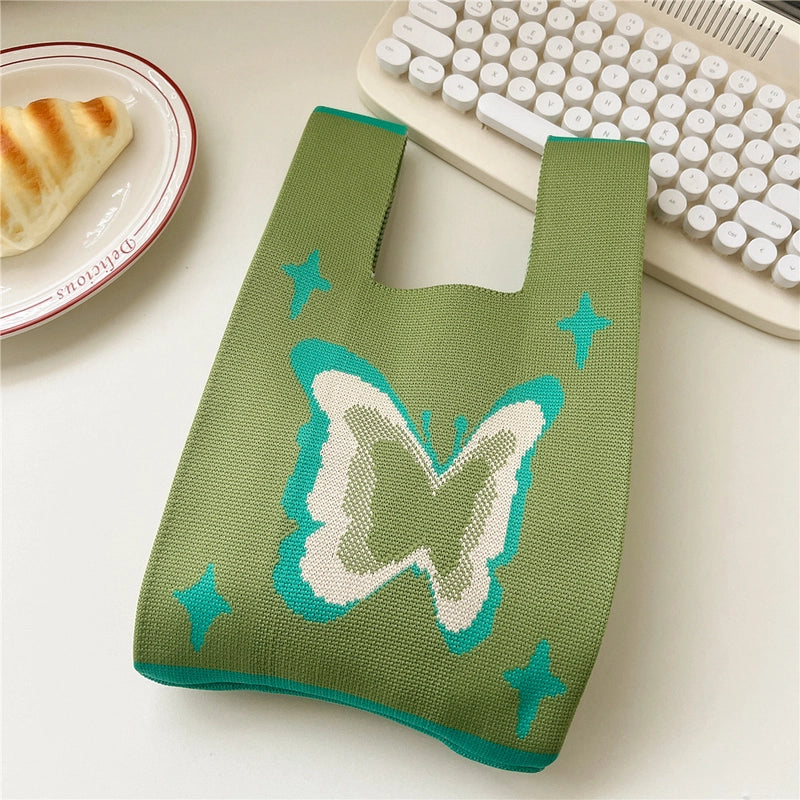 Women's Small Knit Animal Cartoon Cute Open Handbag