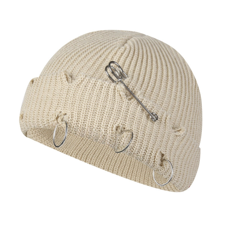 Autumn And Winter New Korean-style -style Basic Broken Pin Cold Cap Knitted Wool Curling Cap For Men And Women