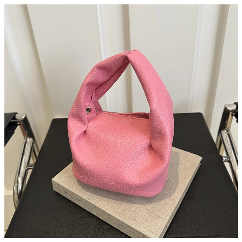 Women's Small Pu Leather Solid Color Streetwear Square Zipper Ruched Bag