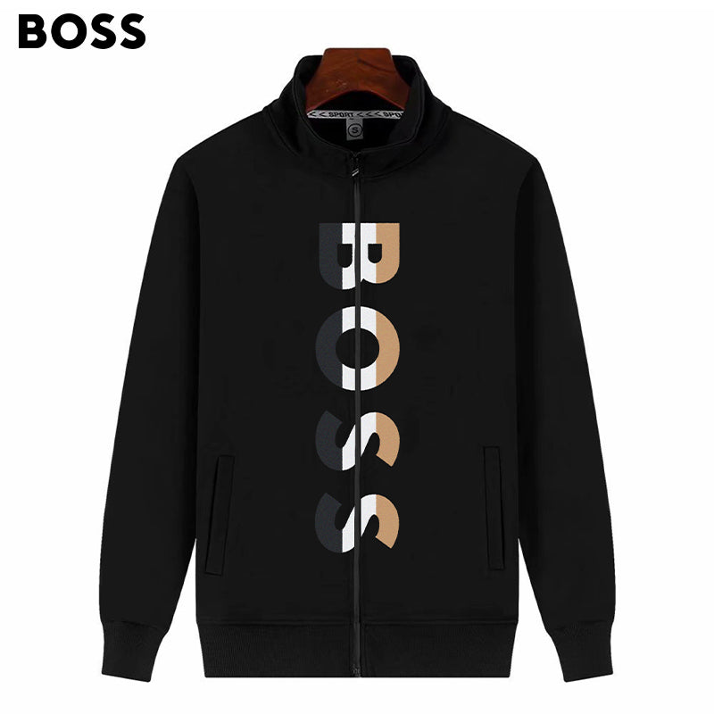 BOSS Fleece Zipper Stand Collar Sweatershirt for Autumn Winter