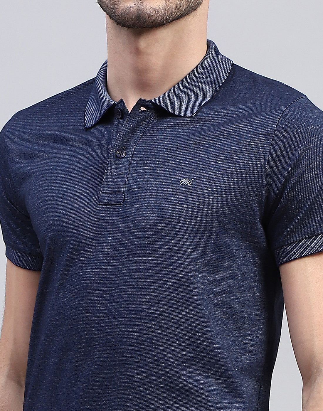 Men Blue Solid Polo Collar Half Sleeve T-Shirt