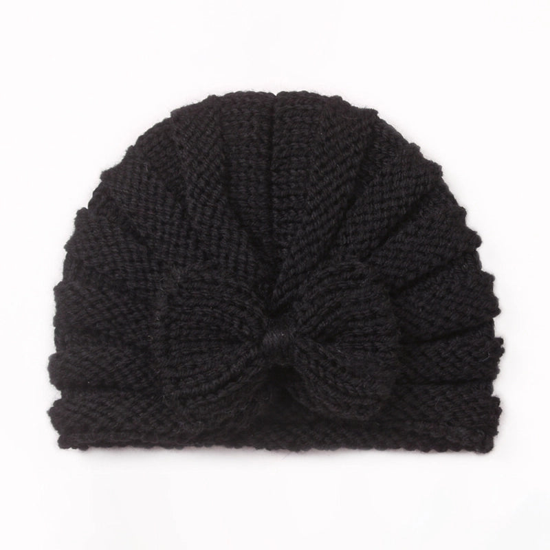 Children Unisex Fashion Solid Color Bow Knot Knitted Wool Cap