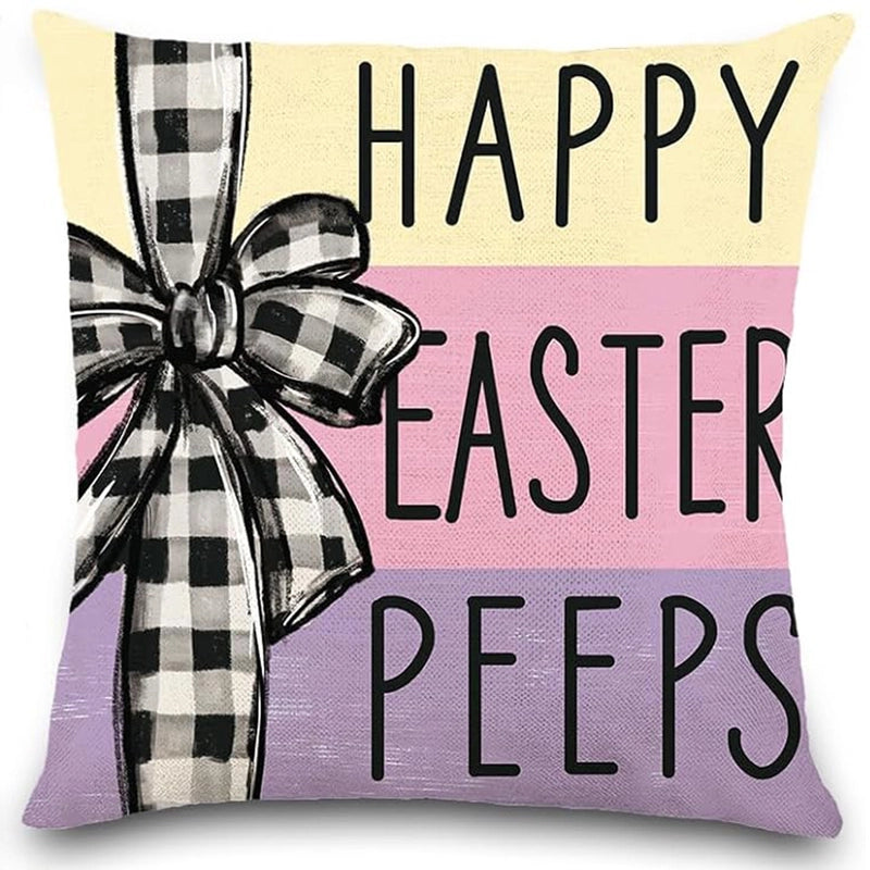 Easter Cute Classic Style Rabbit Letter Linen Pillow Cases Couch & Sofa Decor