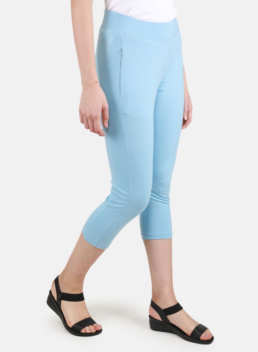 Women Sky Blue Solid Capri