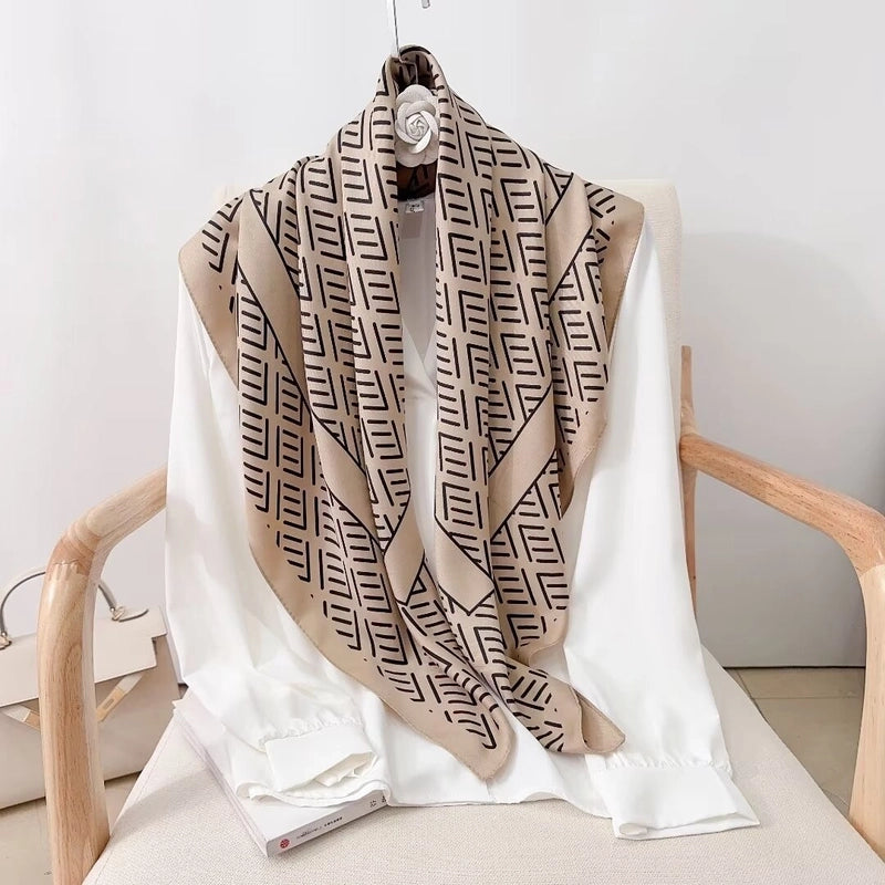 Women's Vintage Style Streetwear Printing Polyester Silk Scarf