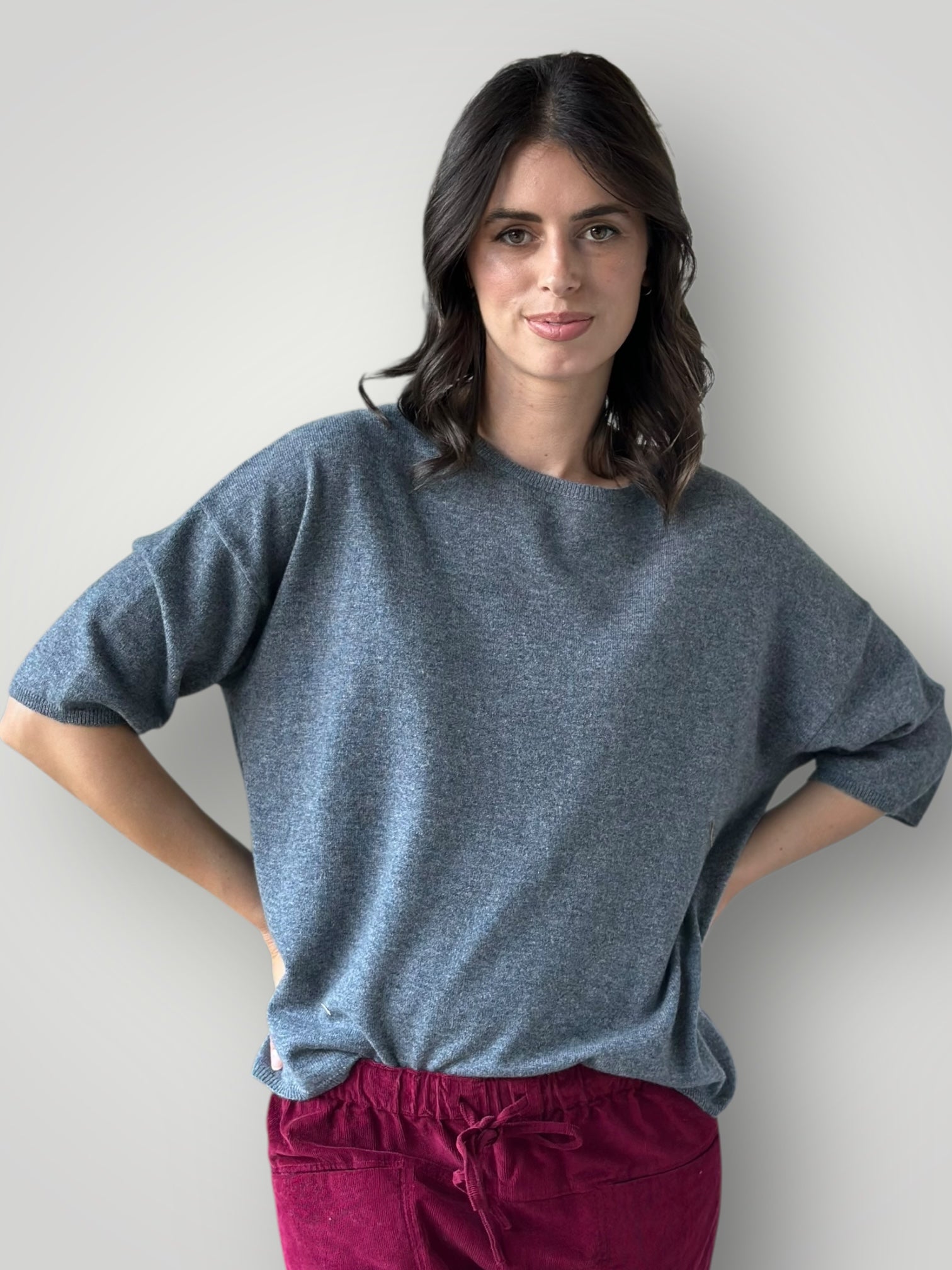 cashmere top-slate grey