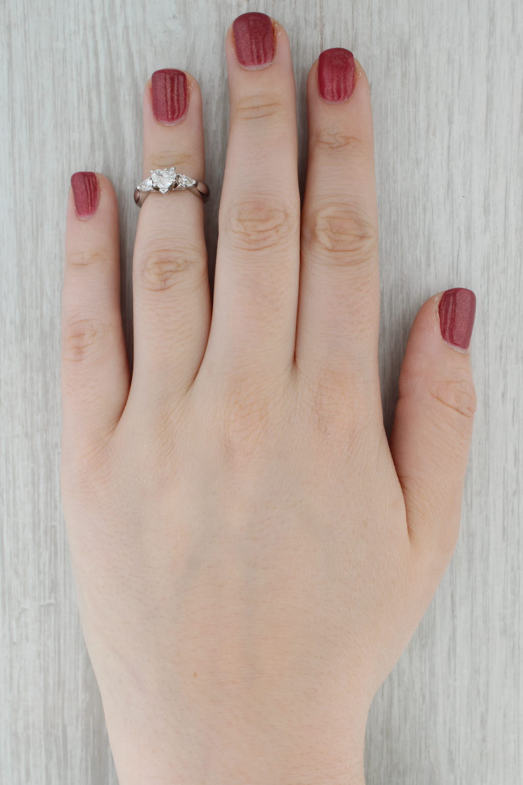 0.83ctw Diamond Heart Engagement Ring 14k white Gold Size 4.25