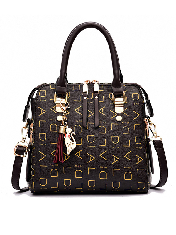 Casual Letter Print Zipper Simpel Shoulder Bag