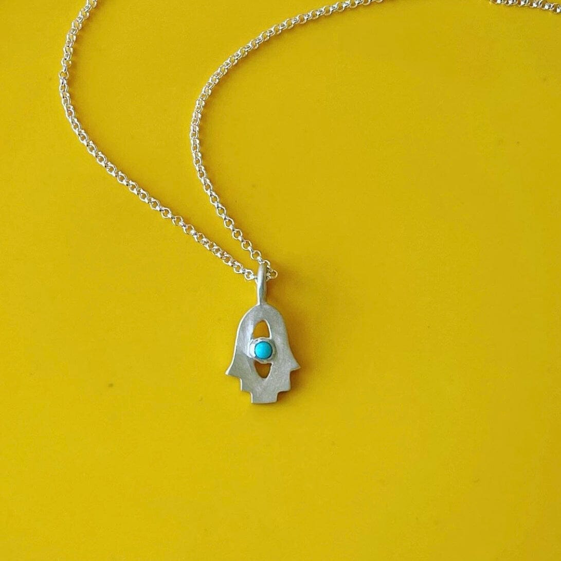 Tiny Hamsa Amulet  - Turquoise