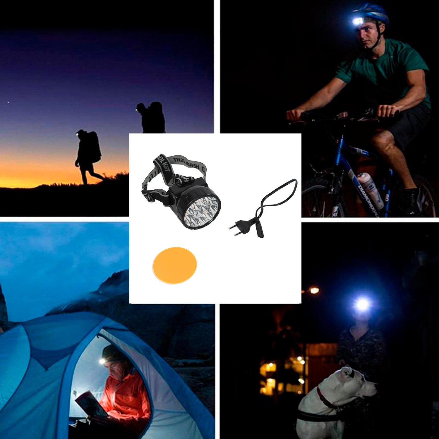 Head Lamp 15 Led Long Range Rechargeable Headlamp Adjustment Lamp Use For Farmers. Fishing. Camping. Hiking. Trekking. Cycling