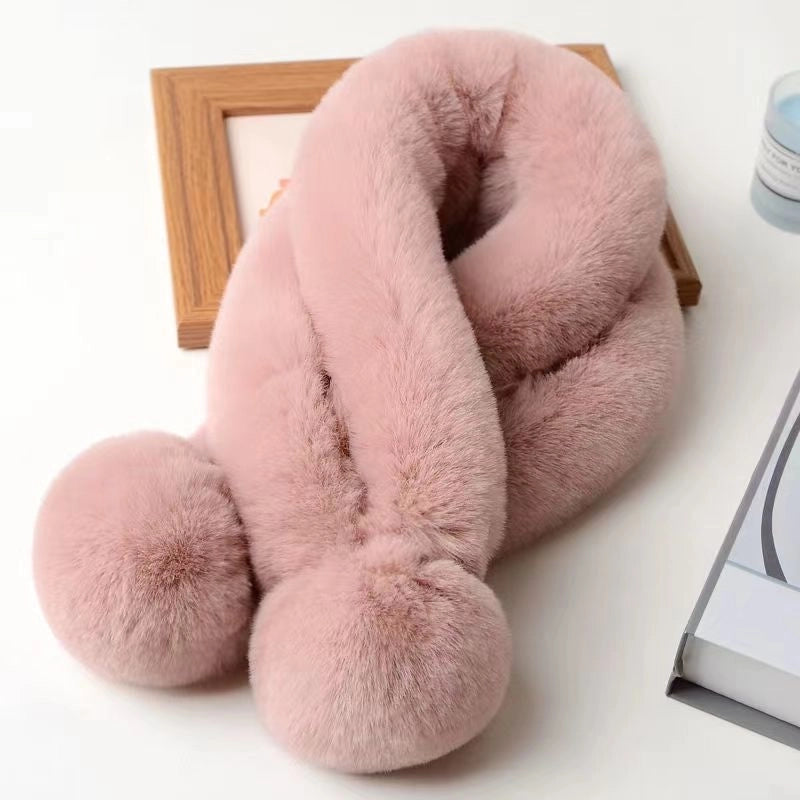 Three-tube Warm Thickened Plush Warm Anti-rabbit Fur Scarf Simple Cross Scarf