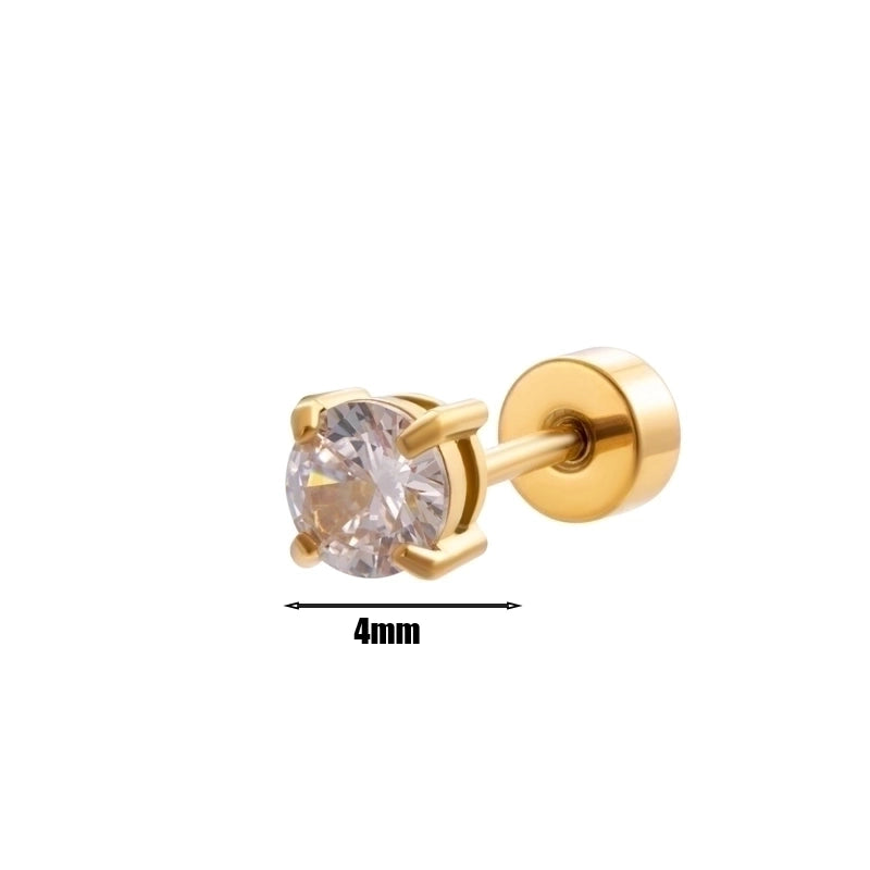 1 Piece Ear Cartilage Rings & Studs Minimalist Round 316L Stainless Steel  Plating Inlay Zircon