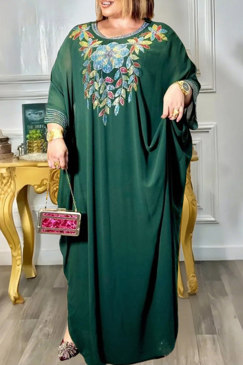 Casual Flowers Patchwork O Neck Long Sleeve Two Pieces