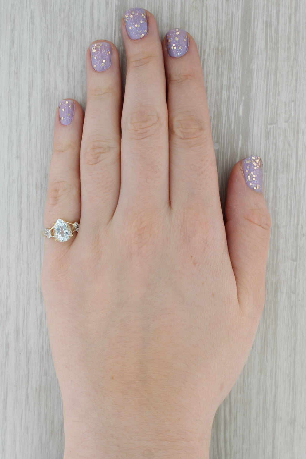2.22ctw Pear Aquamarine Diamond Ring 10k Yellow Gold Size 6