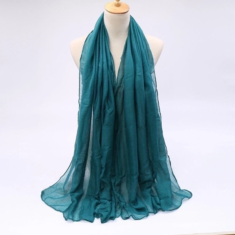 Women's Minimalist Solid Color Voile Sewing Cotton Linen Scarves