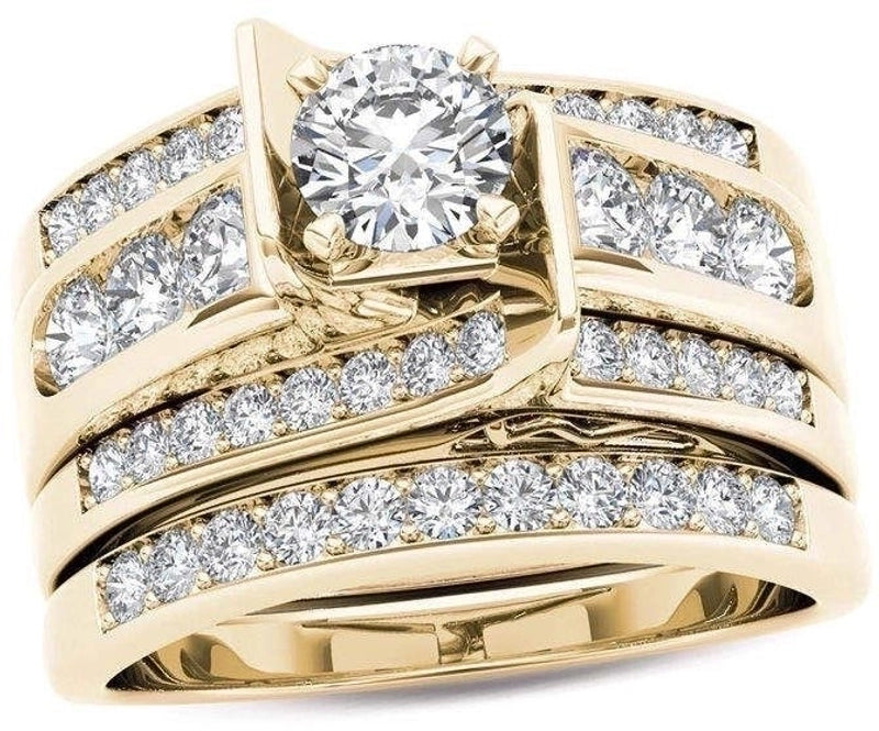 Fashion Flower Alloy Plating Artificial Gemstones Women'S Ring Sets