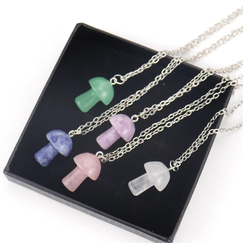 Minimalist Mushroom Crystal Handmade Pendant Necklace 1 Piece