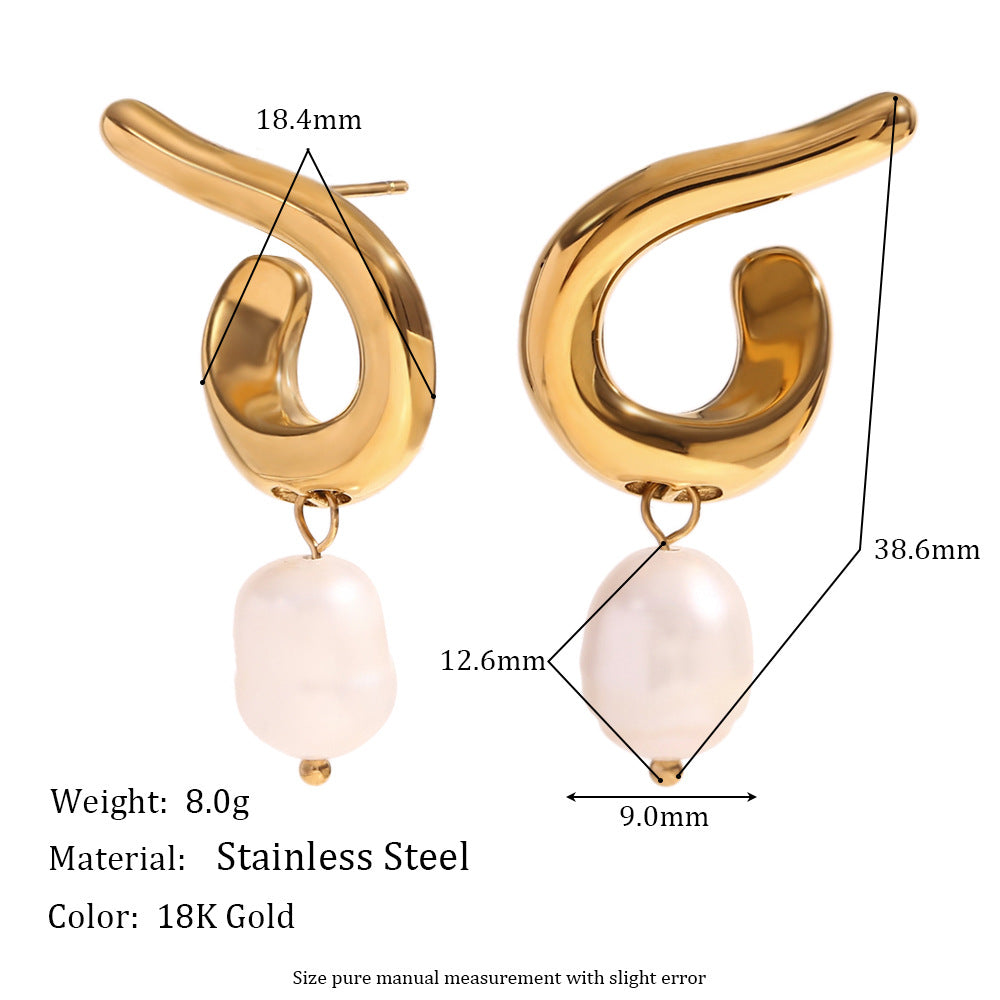 Fashion Stripe Round Geometric Stainless Steel Electroplating Earrings