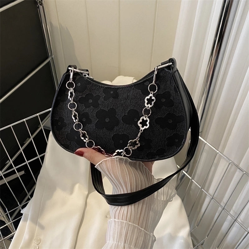 Women's Pu Leather Solid Color Streetwear Semicircle Zipper Shoulder Bag Crossbody Bag Underarm Bag