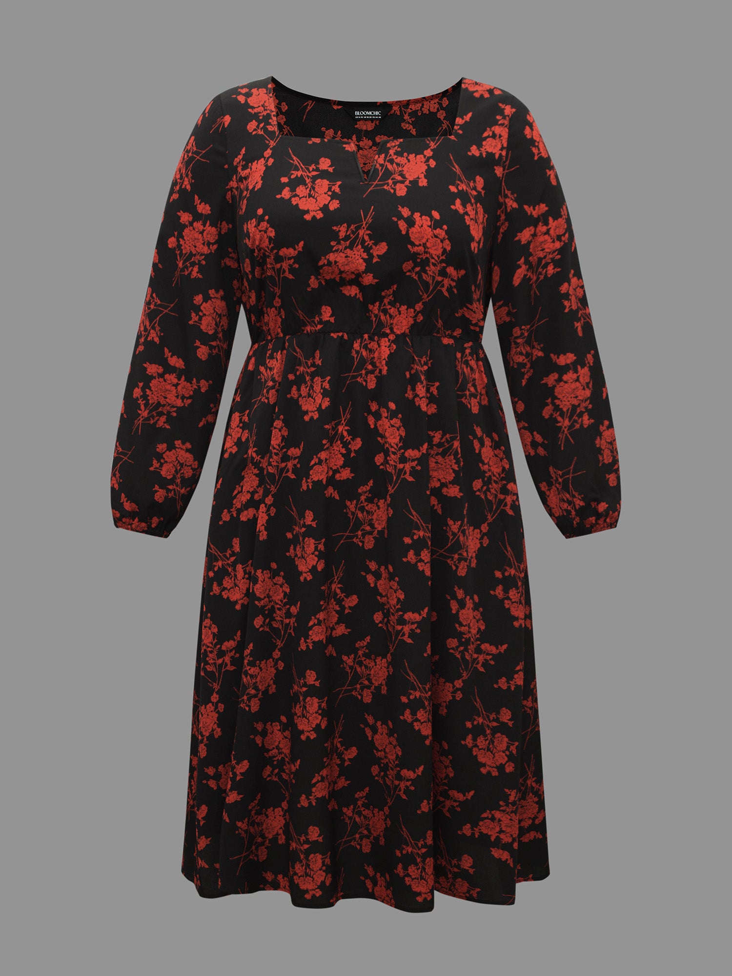 Silhouette Floral Print Notched Dress