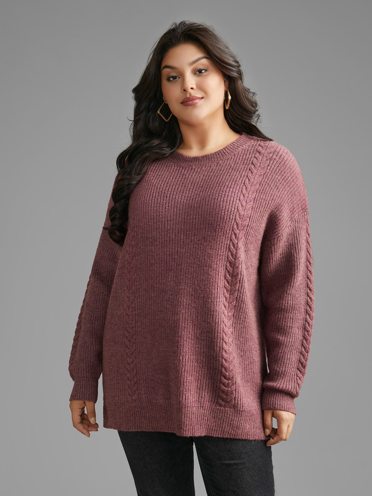 Plain Textured Cable Knit Backless Pullover