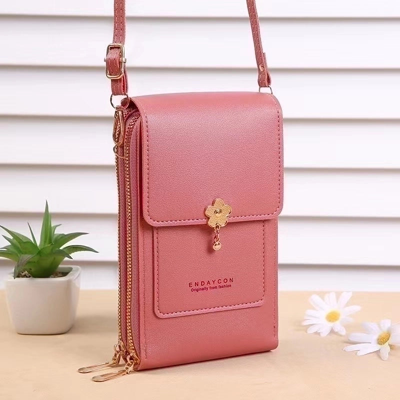 Women's Pu Leather Solid Color Minimalist Square Zipper Phone Wallets