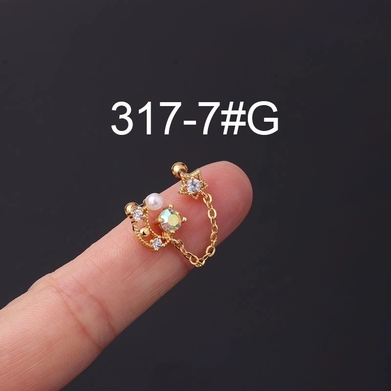 Ear Cartilage Rings & Studs Geometric Copper Plating Artificial Gemstones