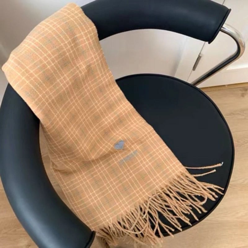 Fresh New Retro Scarf  Versatile Warm Embroidered Lovely Tassel Scarf For Students Women Winter
