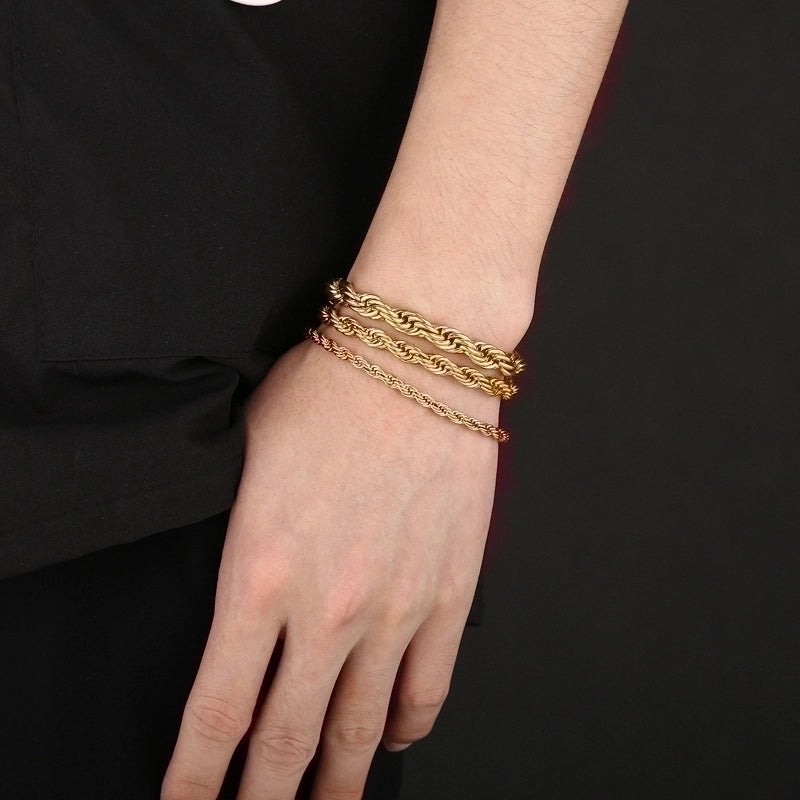 Minimalist Twist Stainless Steel 18K Gold Plated Bracelets In Bulk