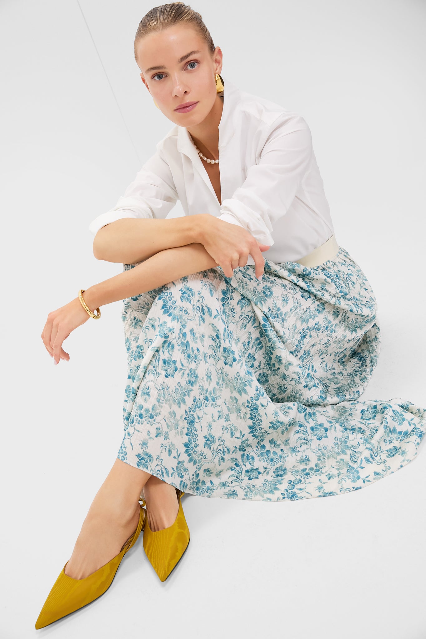 Jardin De Fleurs Plisse Crinkle Terra Skirt