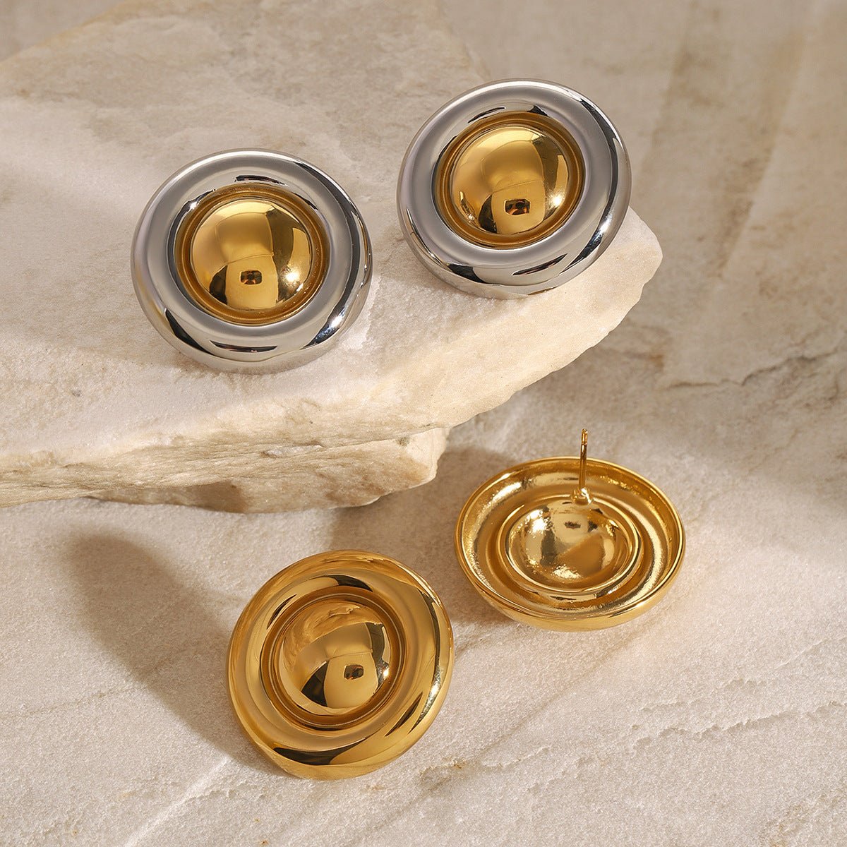 Stainless Steel 18K Gold Stainless Steel Glossy Retro Simple Versatile Hoop Earrings