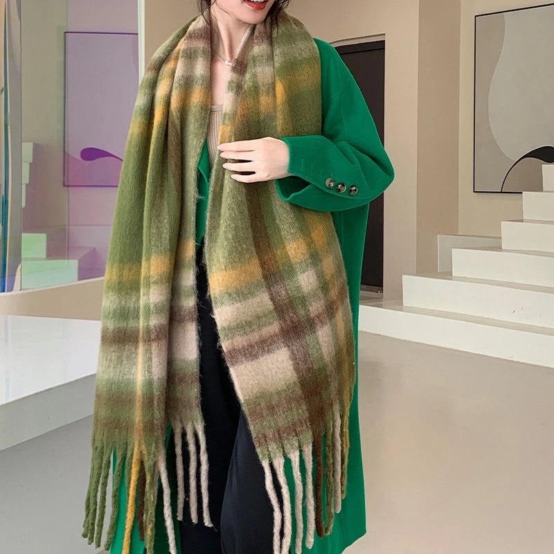 Popular Spring And Winter AC Scarf Warm Thickened Color Plaid Scarf Scarf Shawl Fashionable Western Style Outer Wear