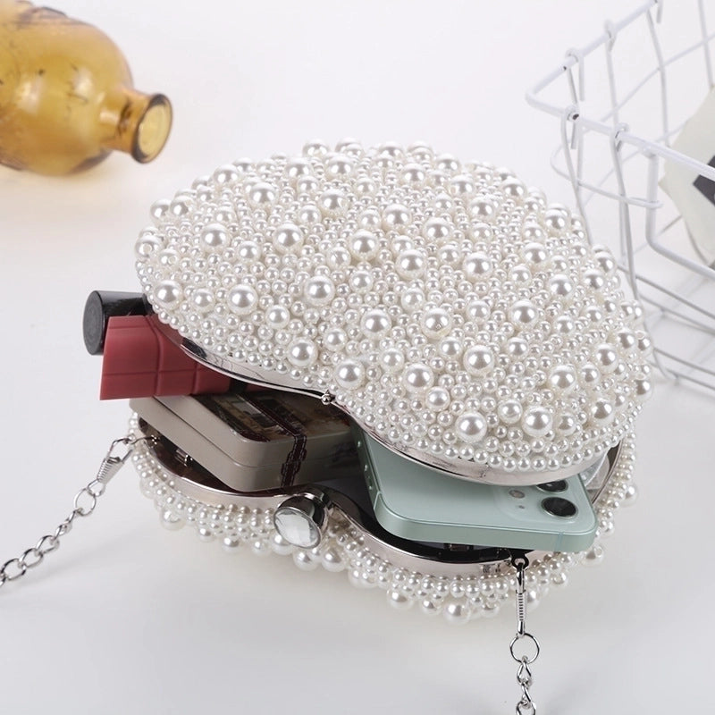 White Plastic Heart Shape Square Evening Bags
