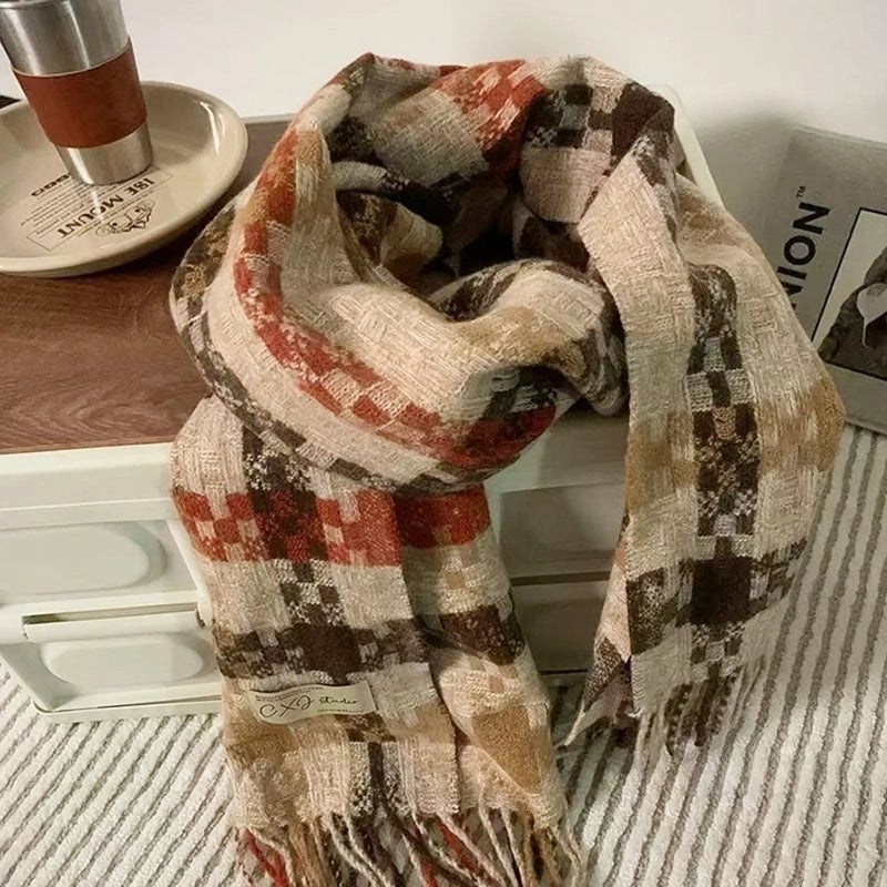 Women's Lady Minimalist Lattice Imitation Cashmere Scarf
