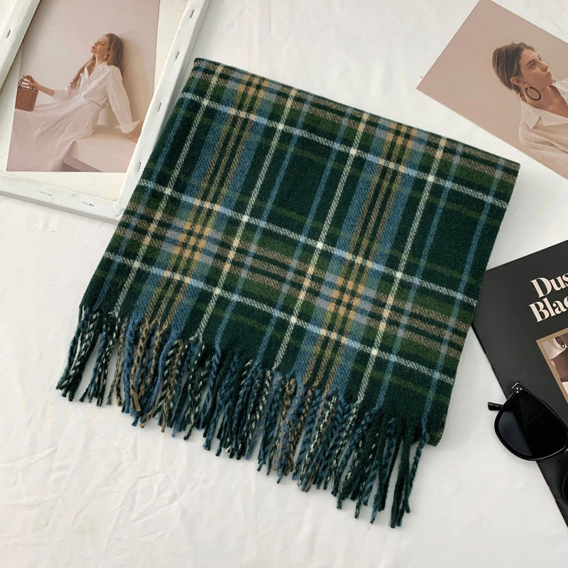 Women's Classic Style Lattice Imitation Cashmere Acrylic Scarf