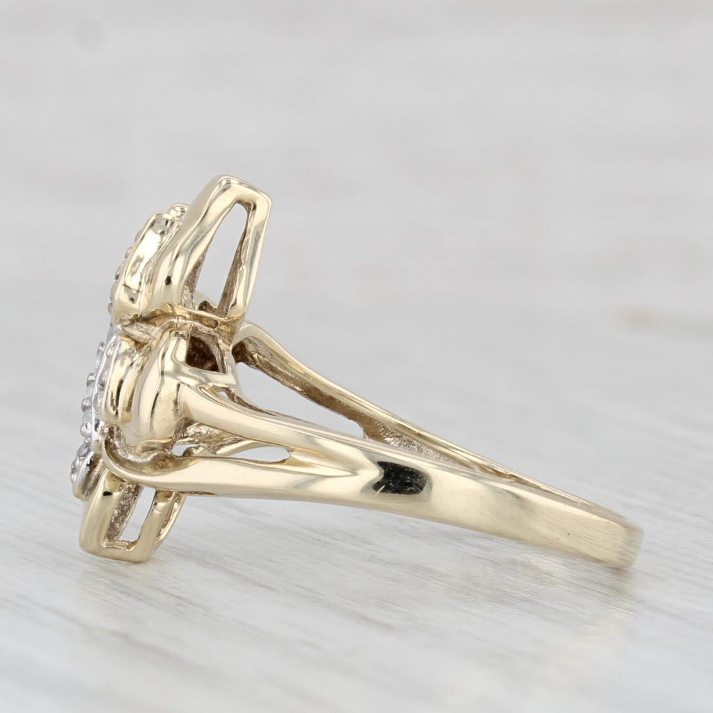 Diamond Cluster Butterfly Ring 10k Yellow Gold Size 7.5