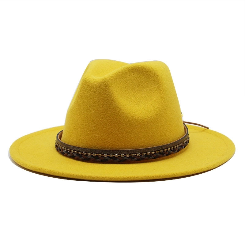 Wish Designed Minority Style Men And Women Couple Big Along Jazz Hat Wool Top Hat