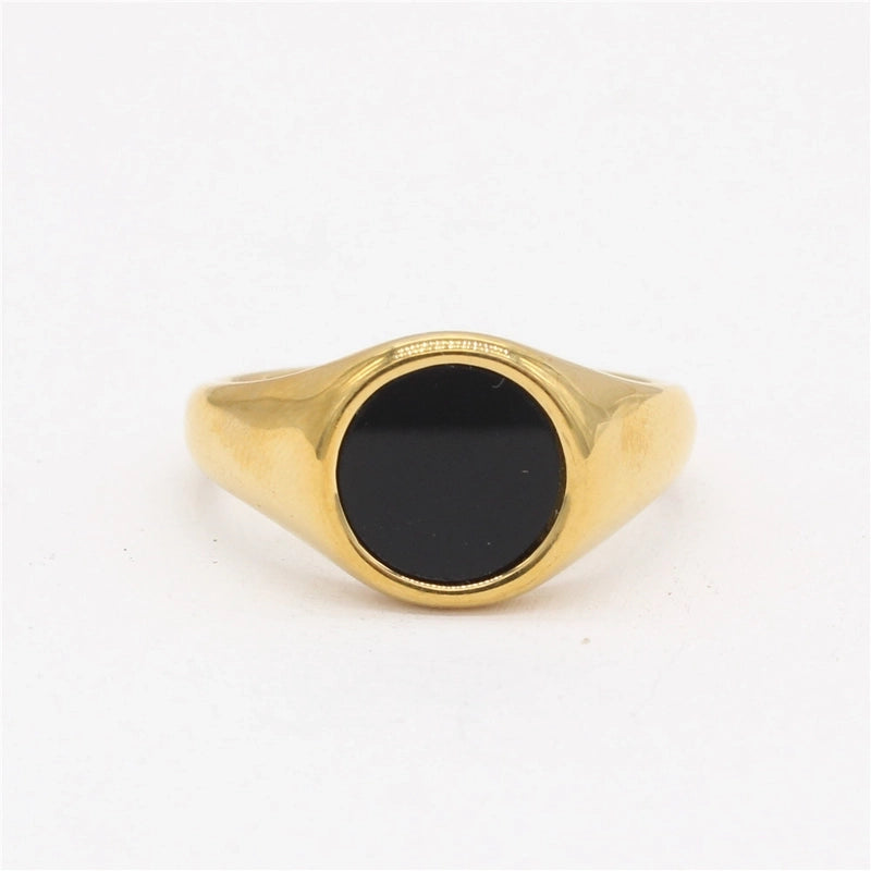 Minimalist Geometric 304 Stainless Steel Shell 18K Gold Plated Rings