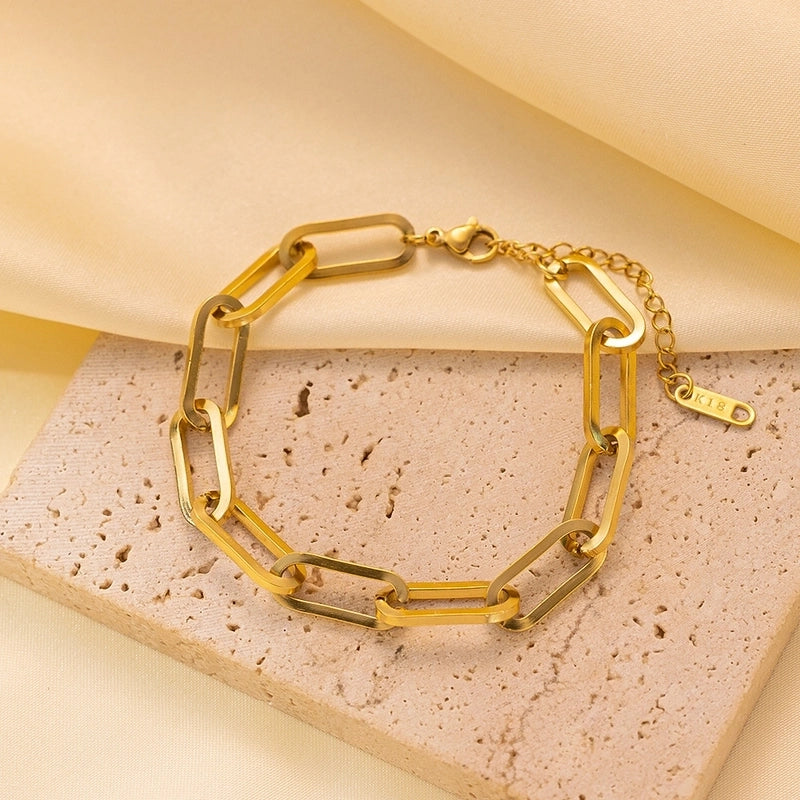 Hip-Hop Retro Solid Color Titanium Steel Plating Jewelry Set
