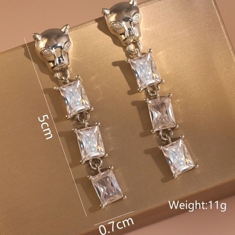 1 Pair Minimalist Leaf Moon Heart Shape Inlay Copper Zircon Drop Earrings Ear Studs