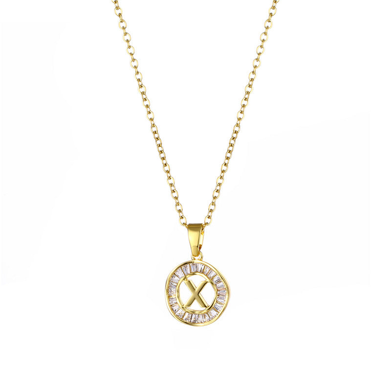 Natural Letter Text Number Stainless Steel Electroplating Necklaces