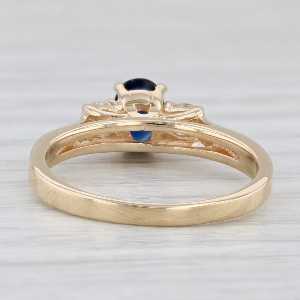 0.70ctw Oval Blue Sapphire Diamond Ring 14k Yellow Gold Size 6