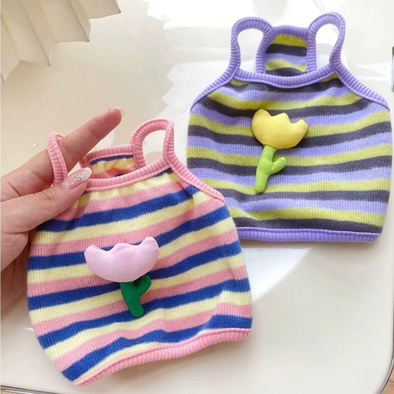 Tulips Decor Striped Dog Cat Vest