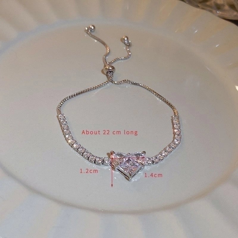 Sweet Heart Shape Bow Knot Key Copper Plating Inlay Zircon Bracelets