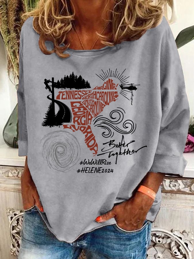 Women's Hotspot Hurricane Helen Disaster Relief Printed Casual Sweatshirt