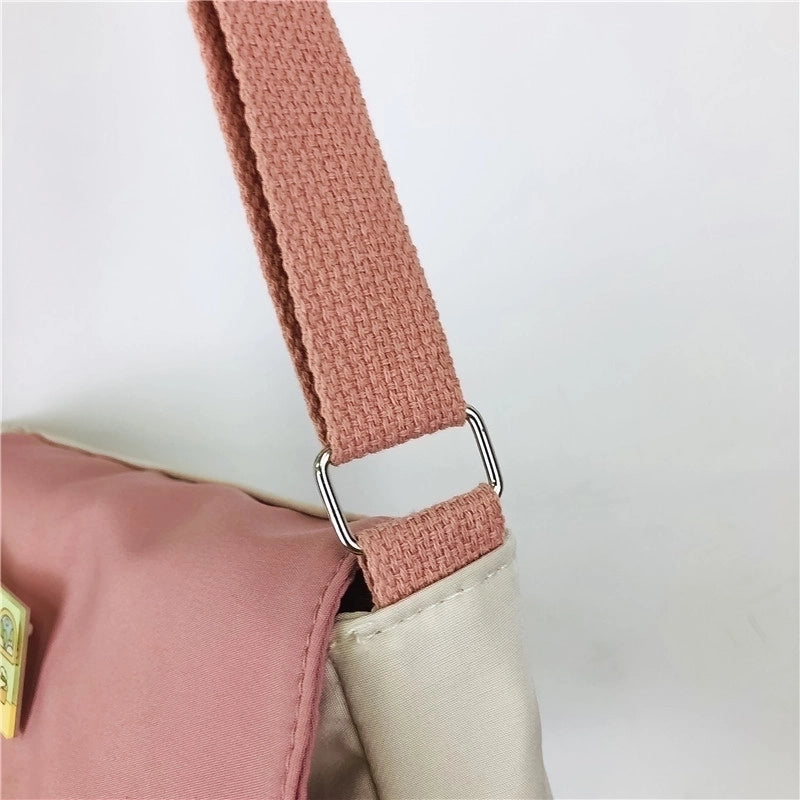 Women's Medium Oxford Cloth Color Block Streetwear Square Fastener Crossbody Bag