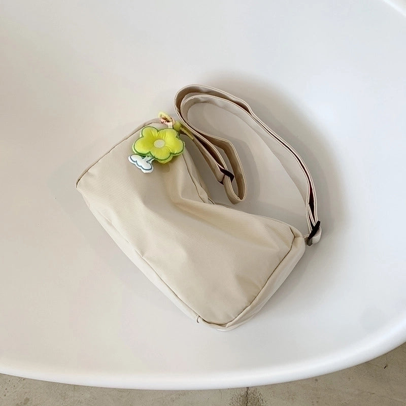 Women's Medium Canvas Solid Color Streetwear Zipper Canvas Bag