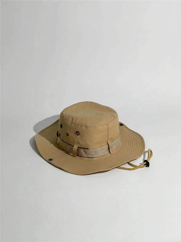 Unisex Tropical Solid Color Wide Eaves Bucket Hat
